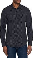 W.R.K Basic Slim Fit Black Micropaisley Performance Button-Up Shirt