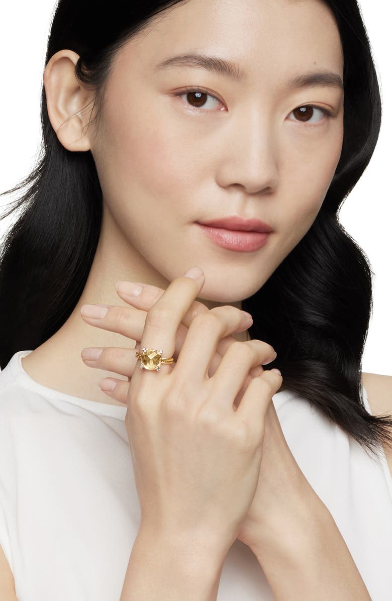 David Yurman Châtelaine Pavé Bezel Ring with Diamonds in 18K Gold, 9mm, Alternate, color, 