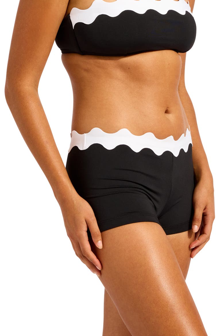 Ric Rac Boyleg Swim Shorts, Alternate, color, BLACK