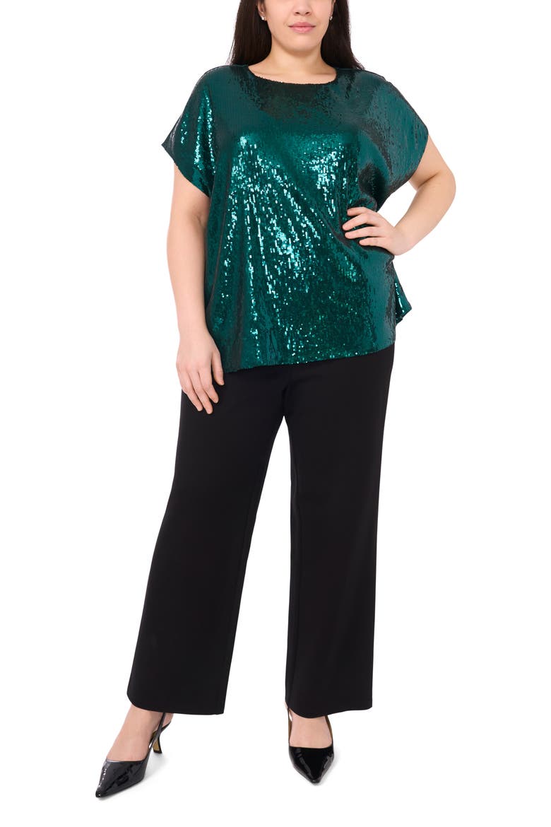 Sequin Cap Sleeve Top, Alternate, color, JUNE BUG