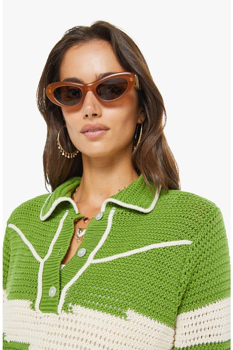 The Raquette Short Sleeve Cotton Sweater, Alternate, color, COWBOYS IN INDIA