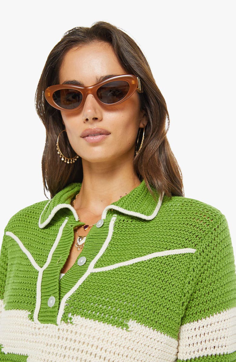 MOTHER The Raquette Short Sleeve Cotton Sweater, Alternate, color, Cowboys In India