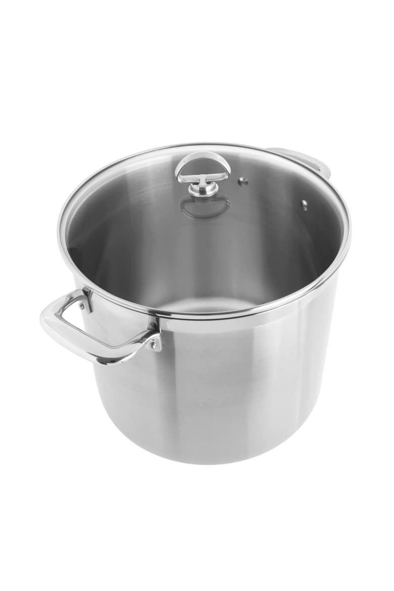 Induction 21 Steel 12 qt. Stock Pot w/ Glass Lid, Alternate, color, Silver