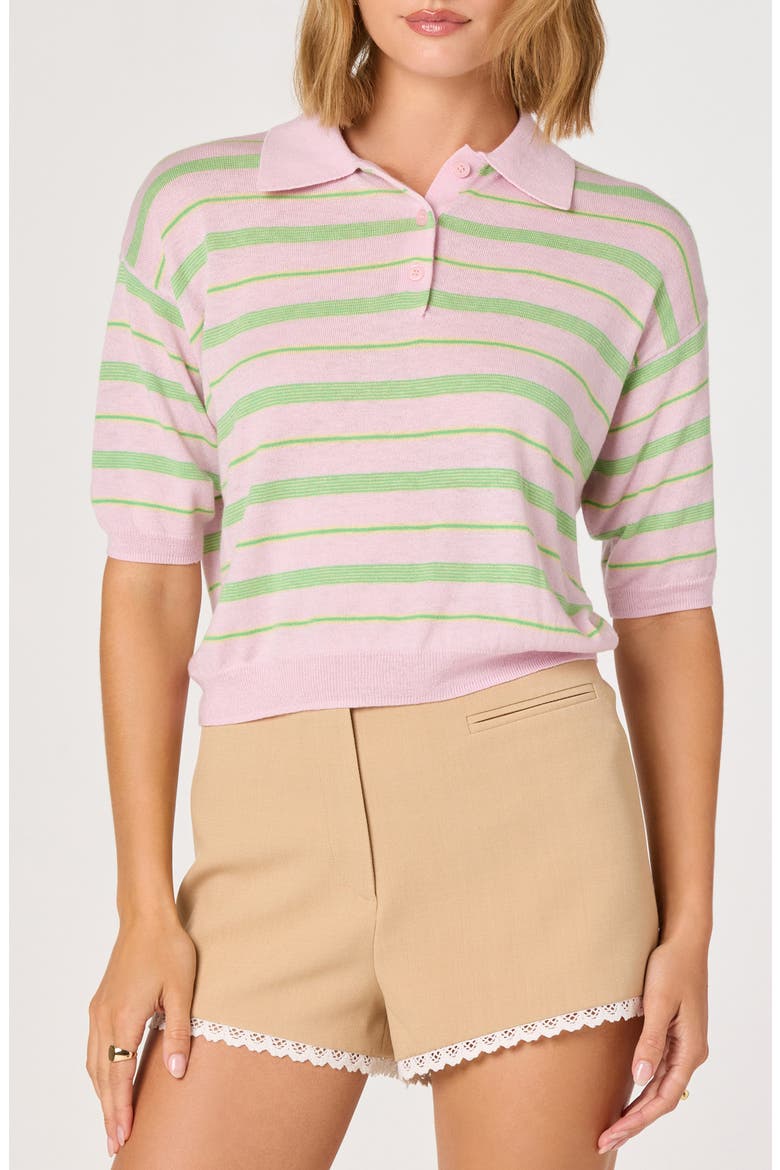 Scottie Stripe Knit Polo, Main, color, PINK STRIPE
