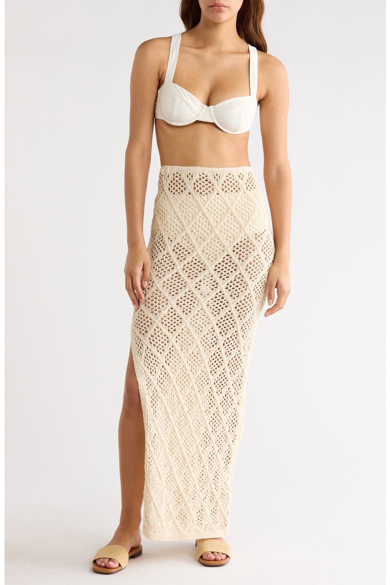 Lace Side Slit Cover-Up Maxi Skirt, Main, color, NATURAL