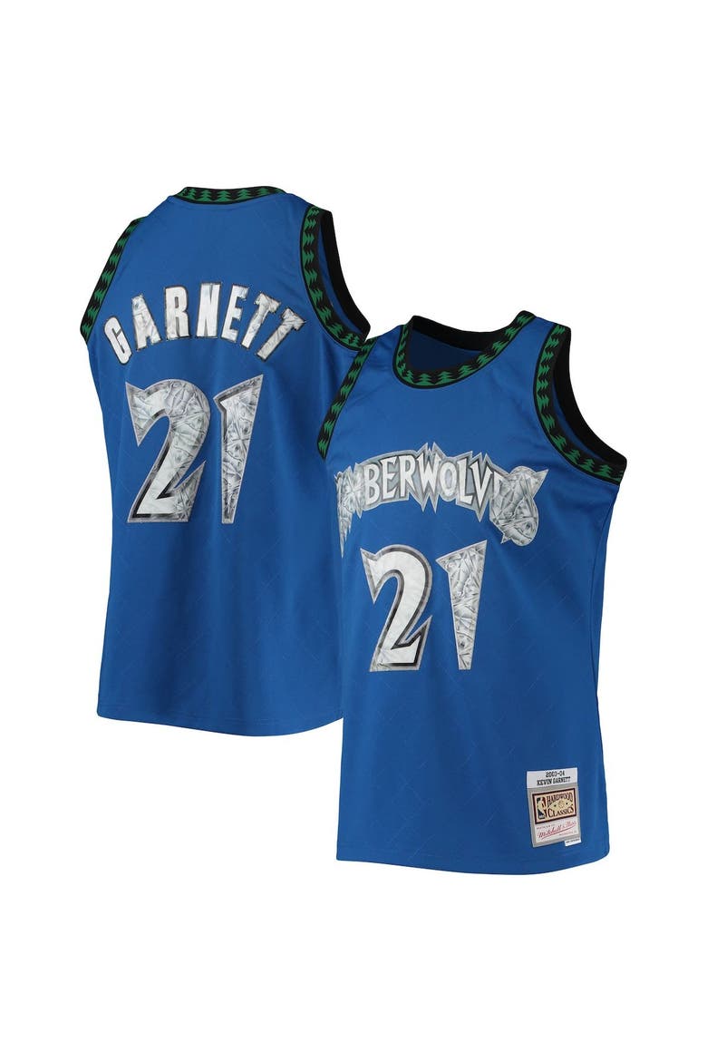 Men's Mitchell & Ness Kevin Garnett Blue Minnesota Timberwolves 2003/04 Hardwood Classics NBA 75th Anniversary Diamond Swingman Jersey, Alternate, color, Blue