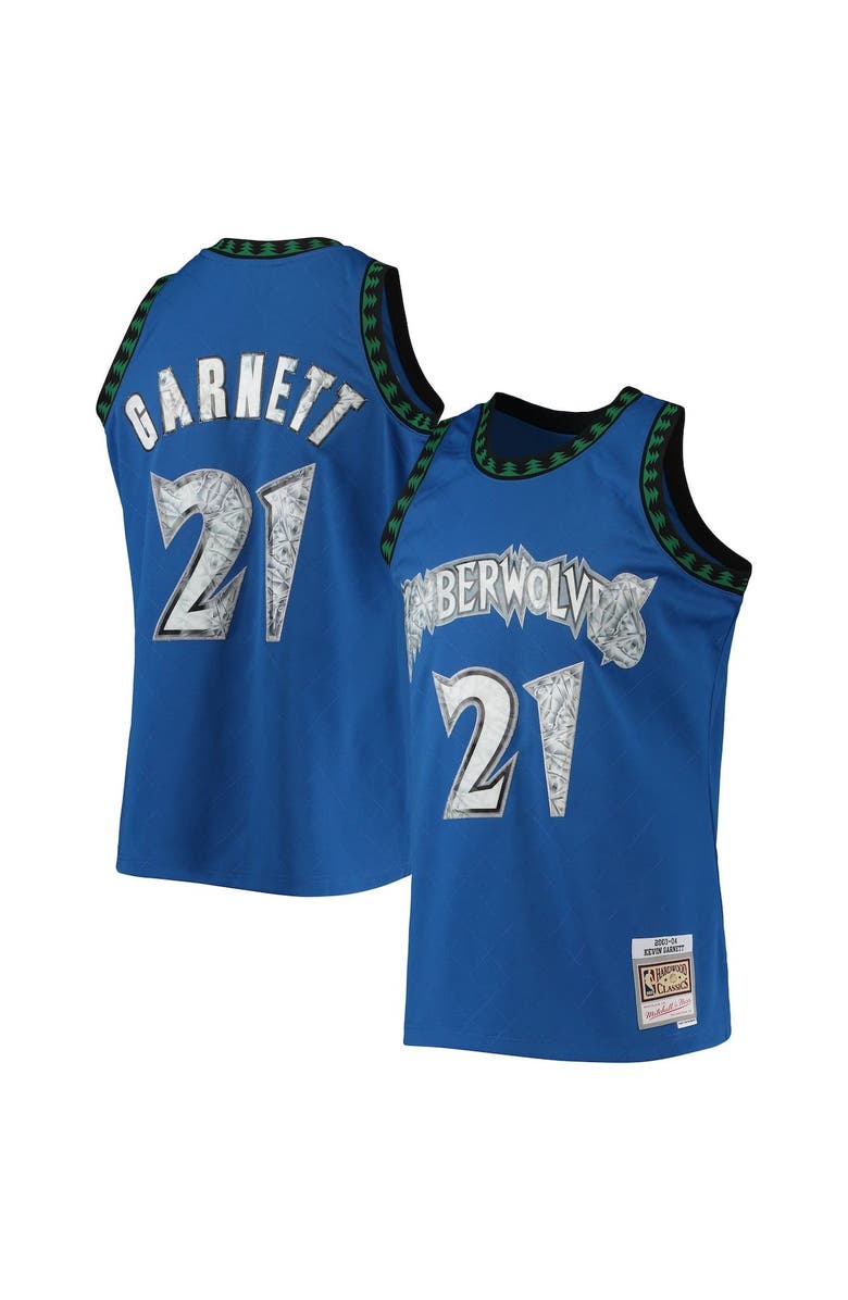 Mitchell & Ness Men's Mitchell & Ness Kevin Garnett Blue Minnesota Timberwolves 2003/04 Hardwood Classics NBA 75th Anniversary Diamond Swingman Jersey, Alternate, color,
