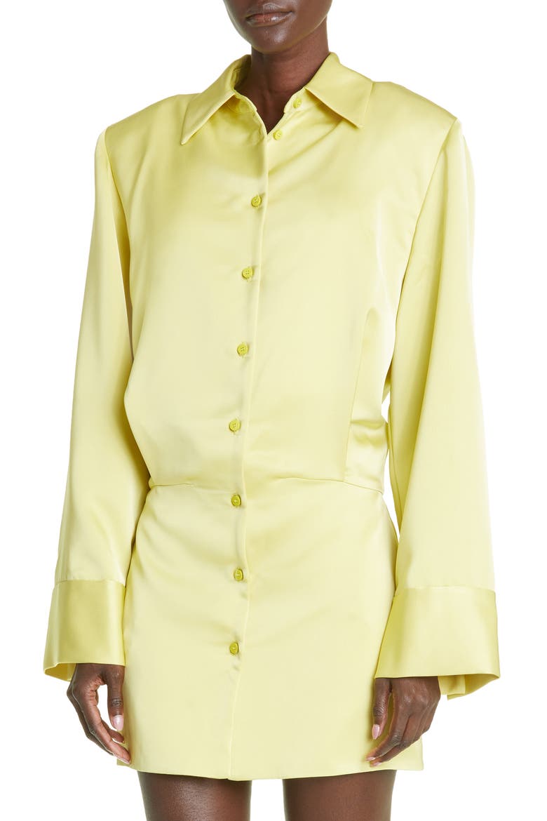 Margot Long Sleeve Mini Shirtdress, Alternate, color, LIME