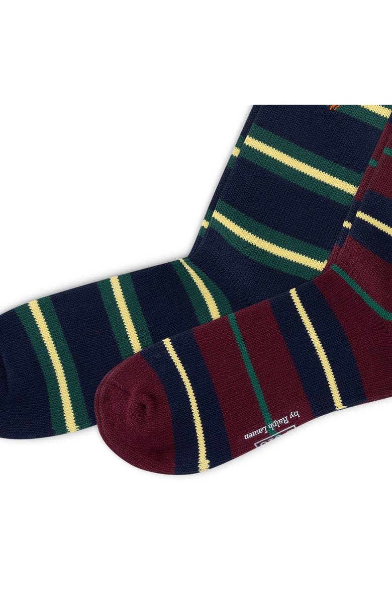 Polo Ralph Lauren Assorted 2 Pack Dog Embroidered Crew Socks, Alternate, color, Wine/ Navy