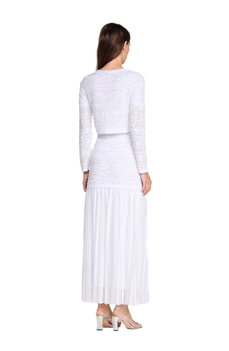 SANDRO Cropped pearl cardigan, Alternate, color, White
