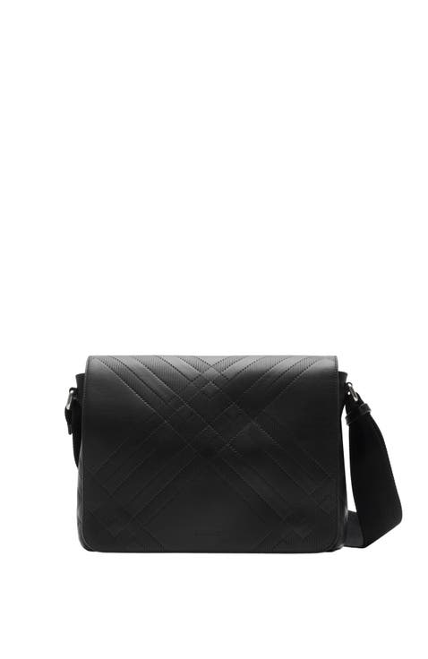 Embossed Check Messenger Bag