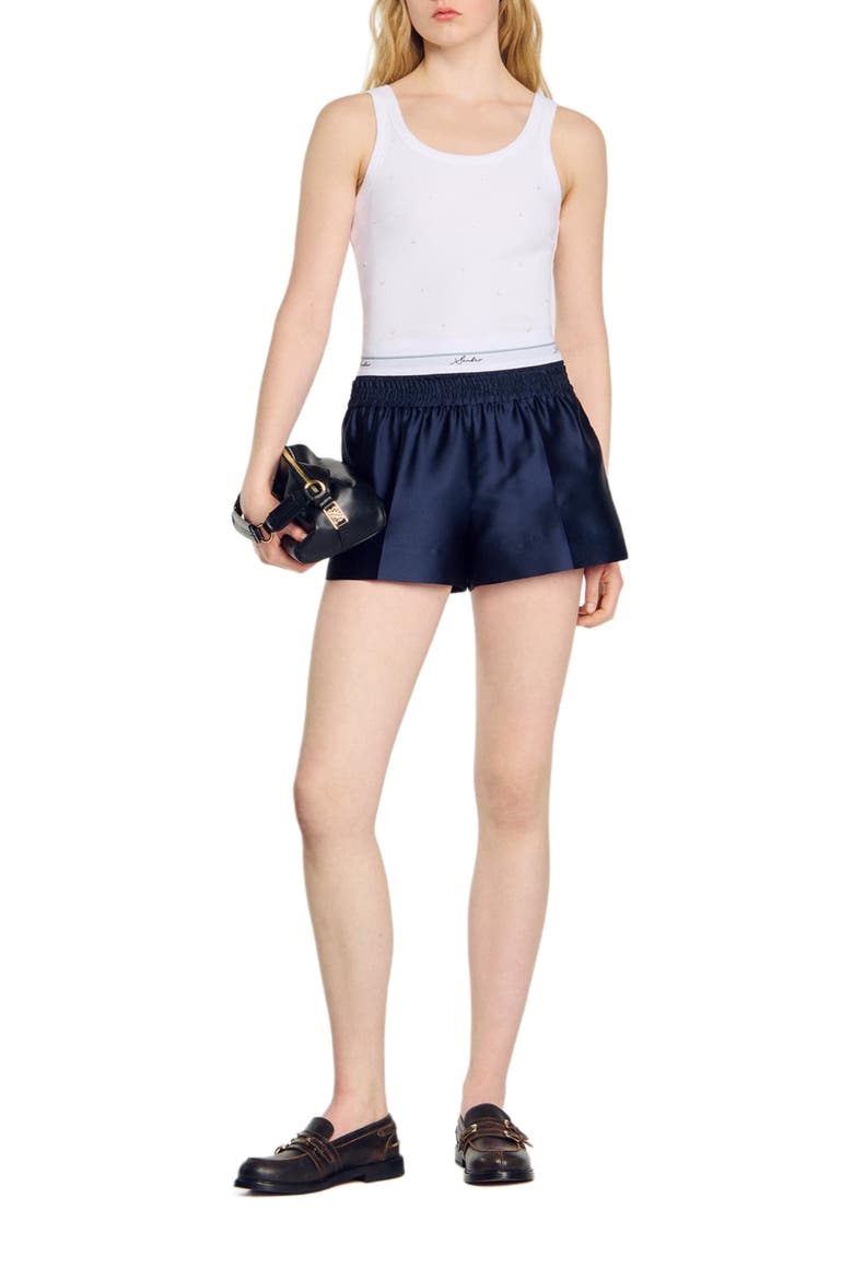 Satin 2-in-1 effect shorts, Alternate, color, Midnight blue