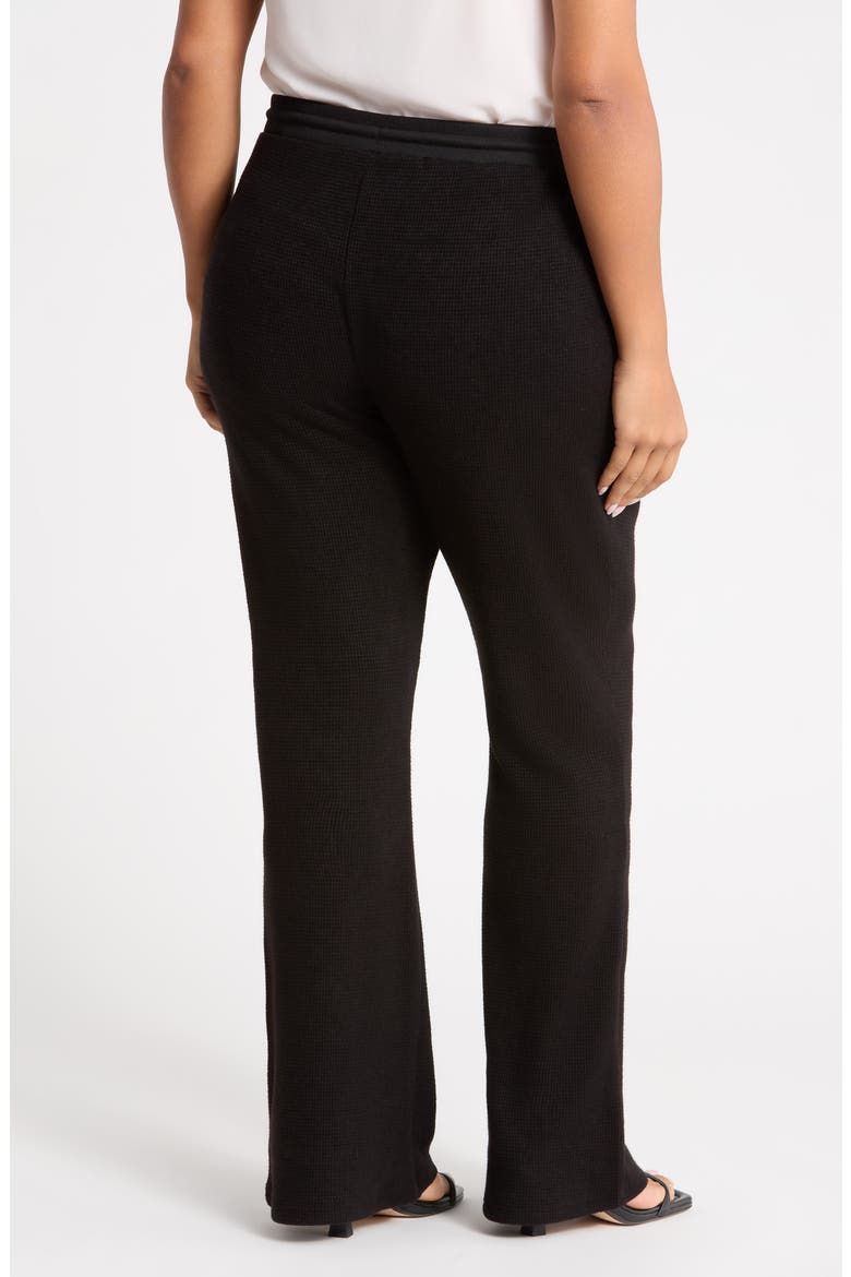 Waffle Knit Flare Leg Pants, Alternate, color, BLACK