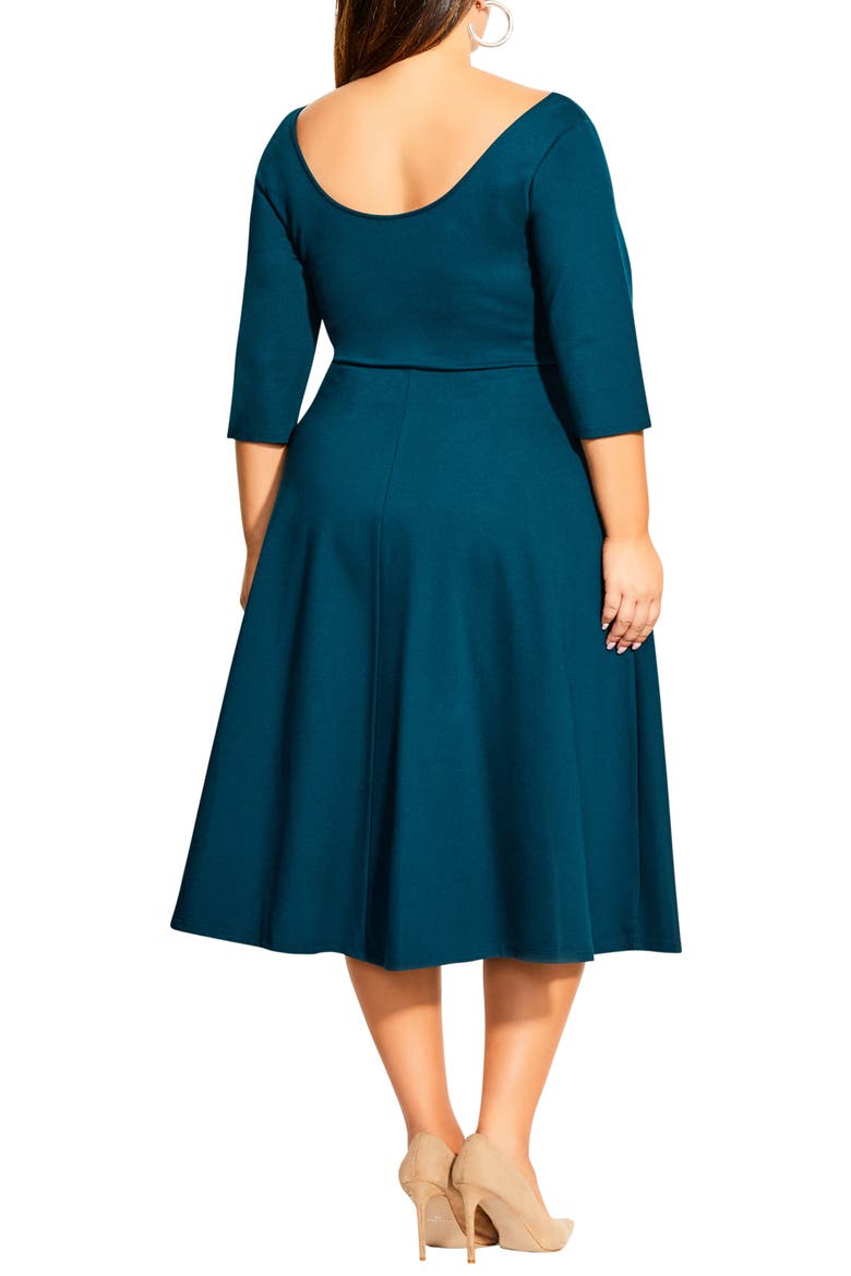 Scoop Neck A-Line Dress, Alternate, color, EMERALD