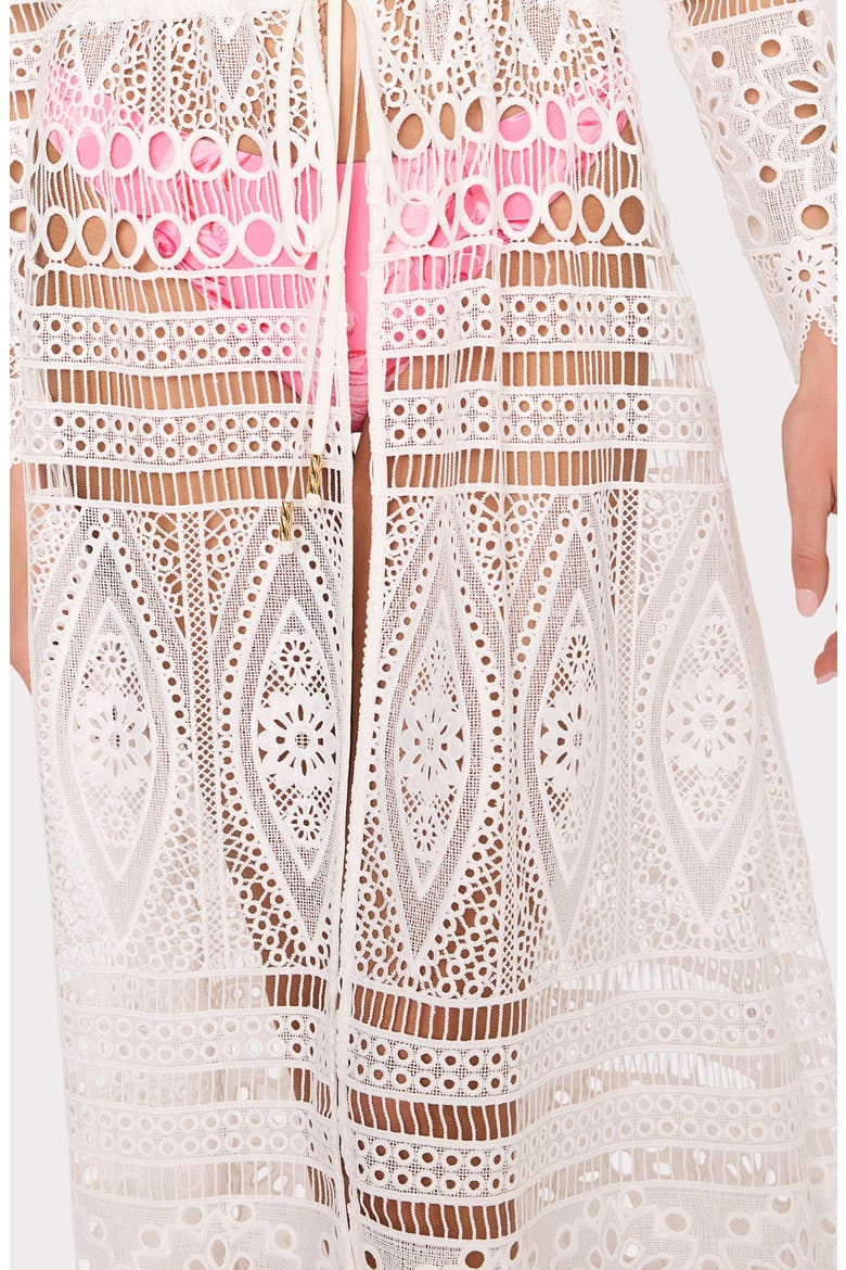 Tiered Eyelet Embroidered Cover-Up Dress, Alternate, color, WHITE
