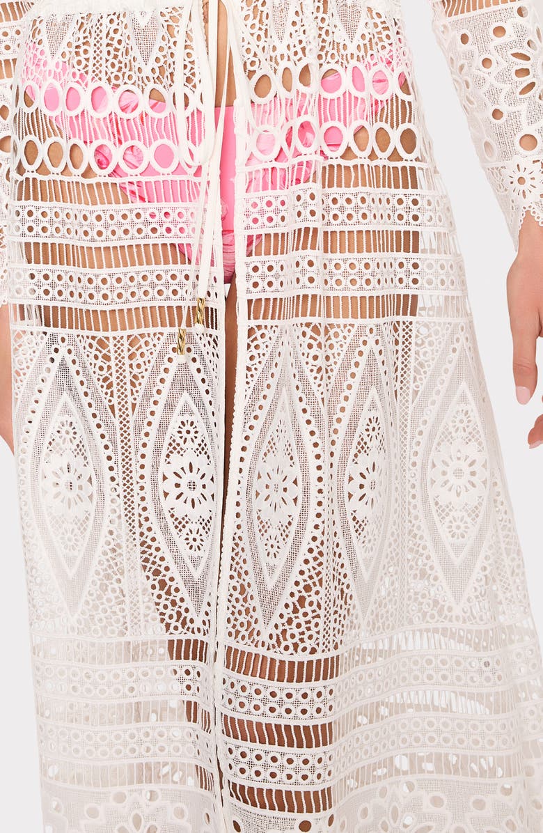 Milly Tiered Eyelet Embroidered Cover-Up Dress, Alternate, color, 