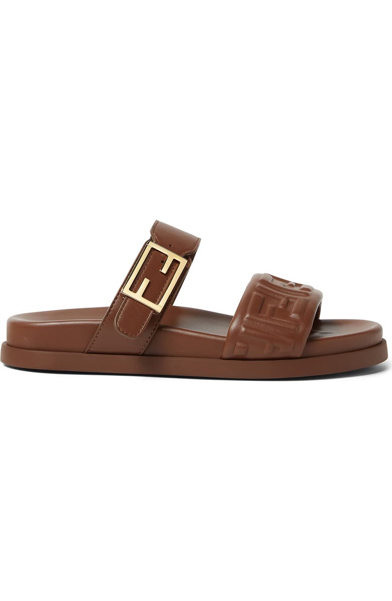Fendi Feel FF Double Band Sandal, Alternate, color, Brown
