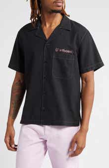STOCKHOLM SURFBOARD CLUB Stoffe Swarovski® Crystal Embellished Short Sleeve Button-Up Shirt