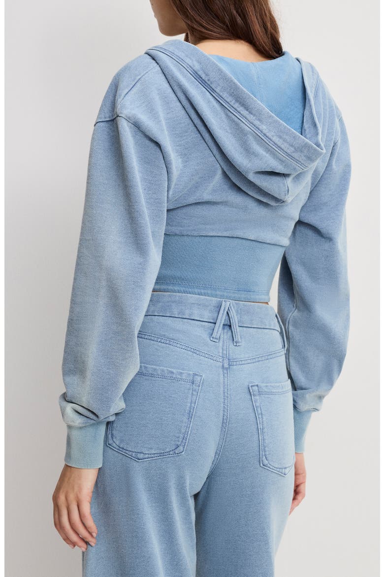 Jeanius Corset Crop French Terry Zip Hoodie, Alternate, color, INDIGO1157