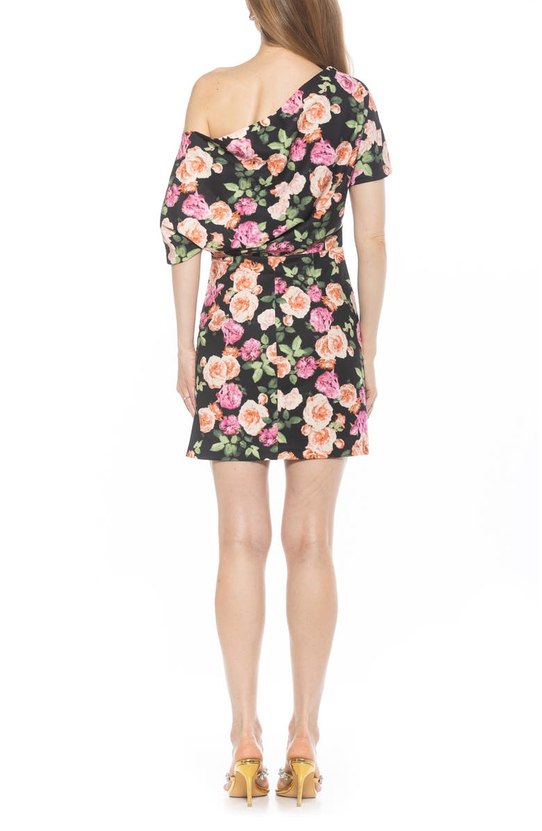 Alexia Admor Suri Draped One-Shoulder Minidress, Alternate, color, Black Floral
