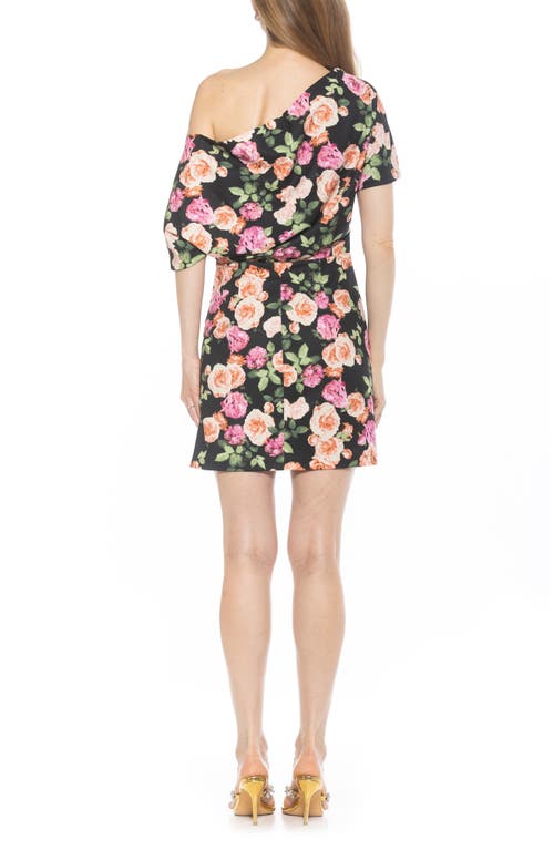 Alexia Admor Suri Draped One-shoulder Minidress In Black Floral