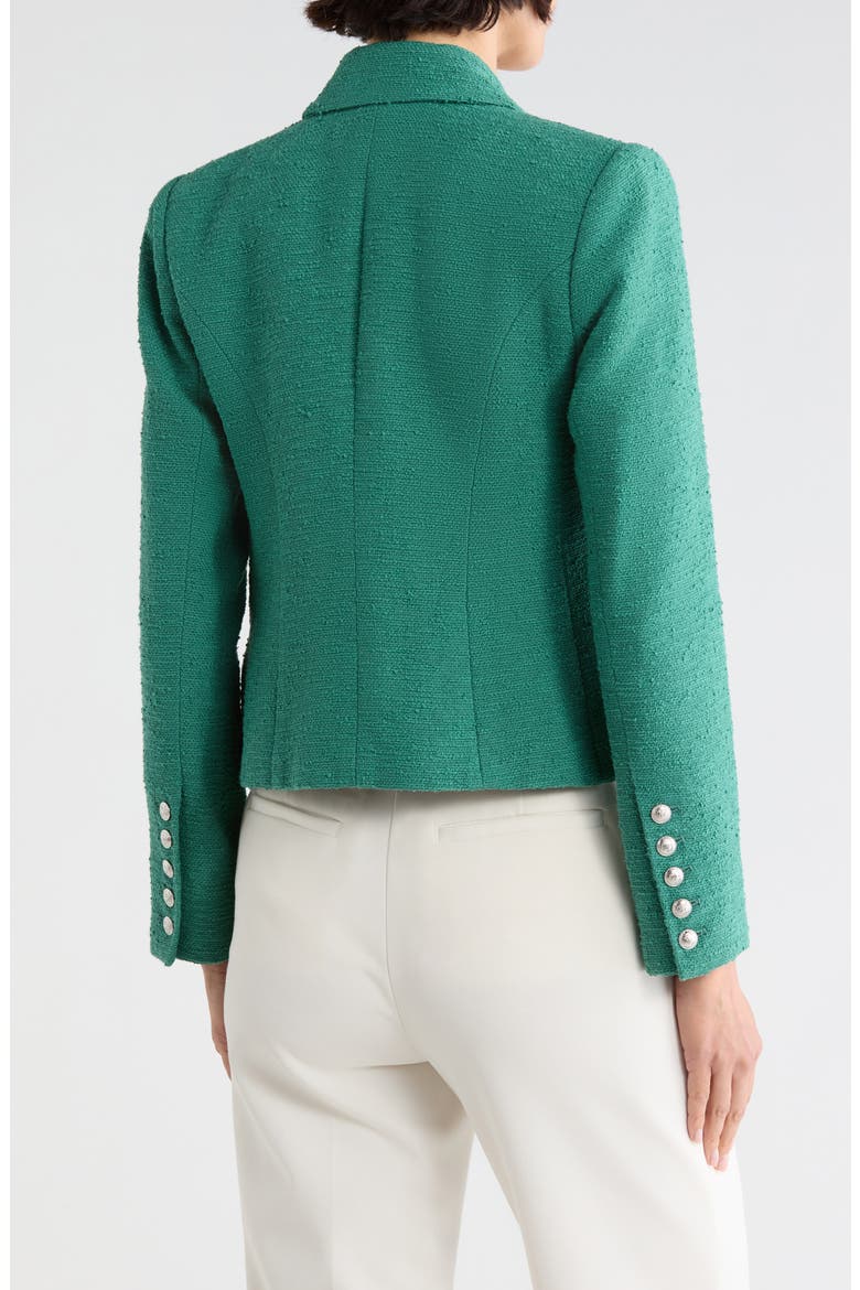 Brooke Double Breasted Crop Cotton Blend Blazer, Alternate, color, EUCALYPTUS/SOFT CLOUD FLORAL
