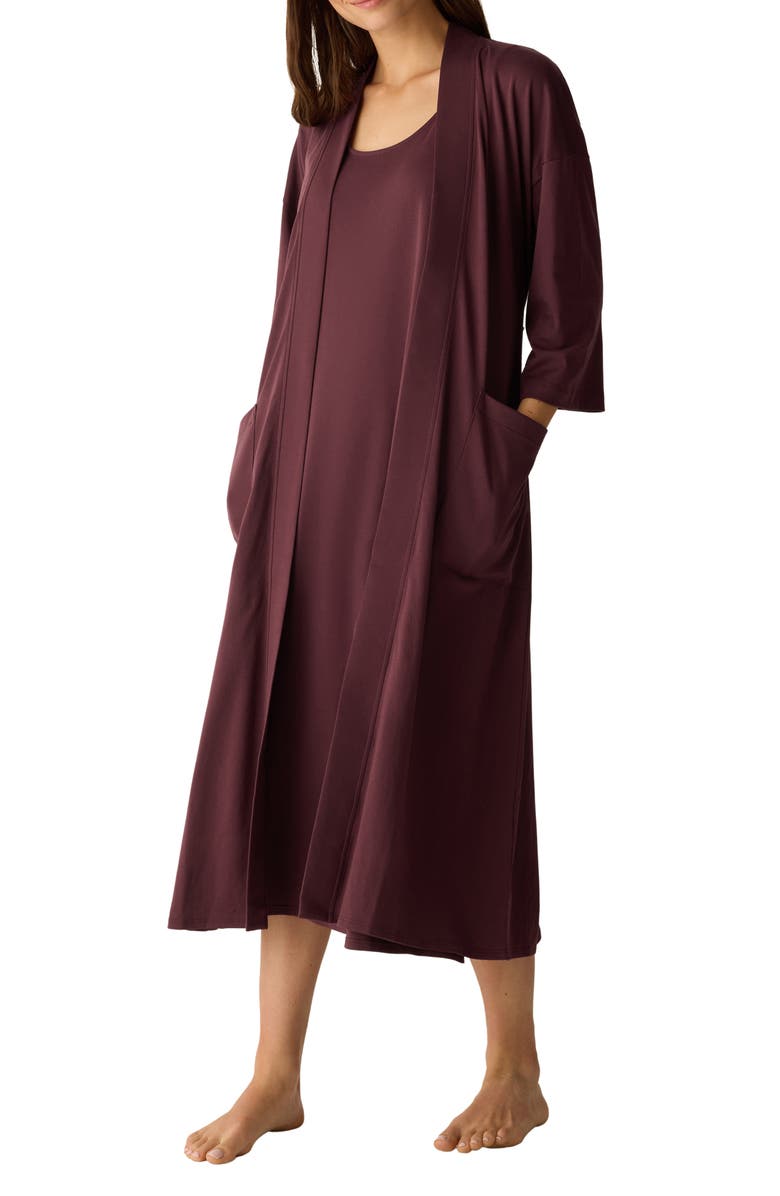 Eileen Fisher Boxy Organic Cotton Robe, Alternate, color, Wine