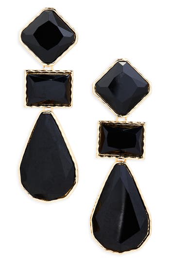 Tasha Triple Drop Earrings In Black