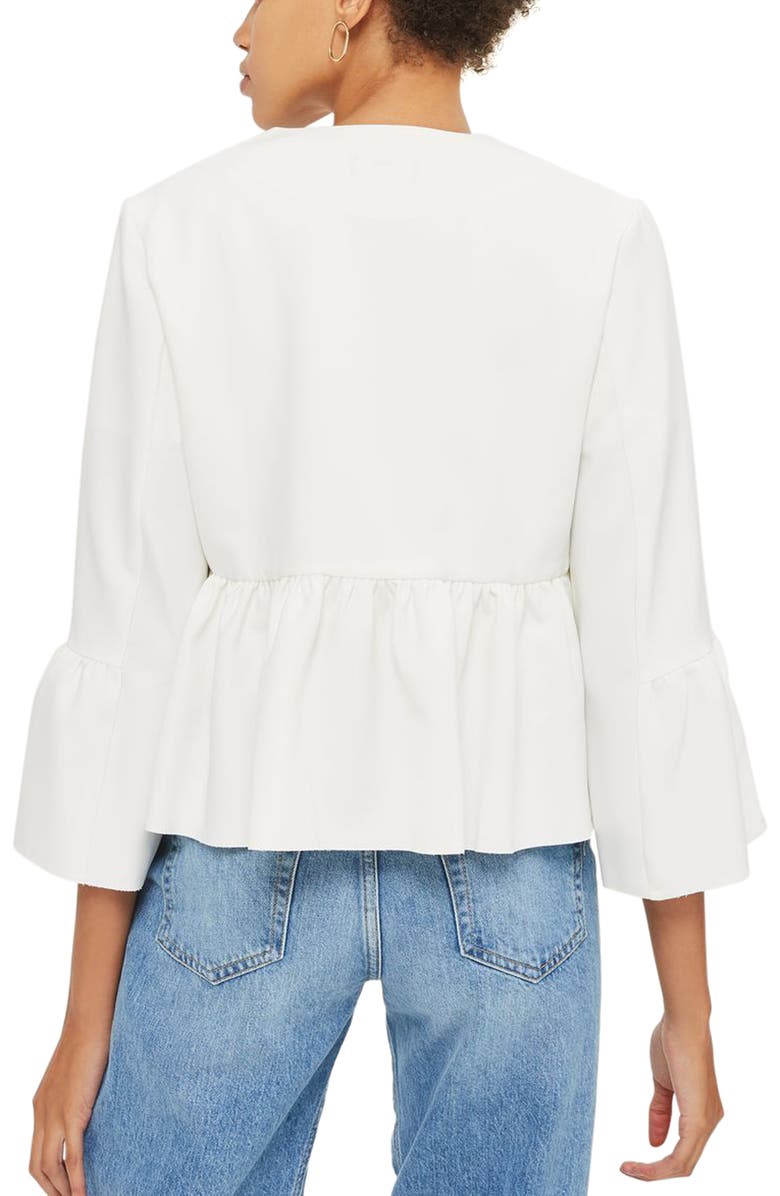 Topshop Ruffle Crop Jacket, Alternate, color, 