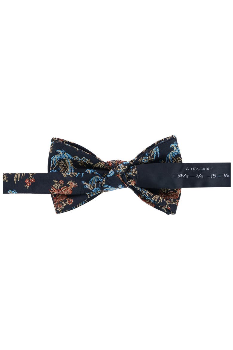 Birds of Prosperity Silk Bow Tie, Alternate, color, BLACK