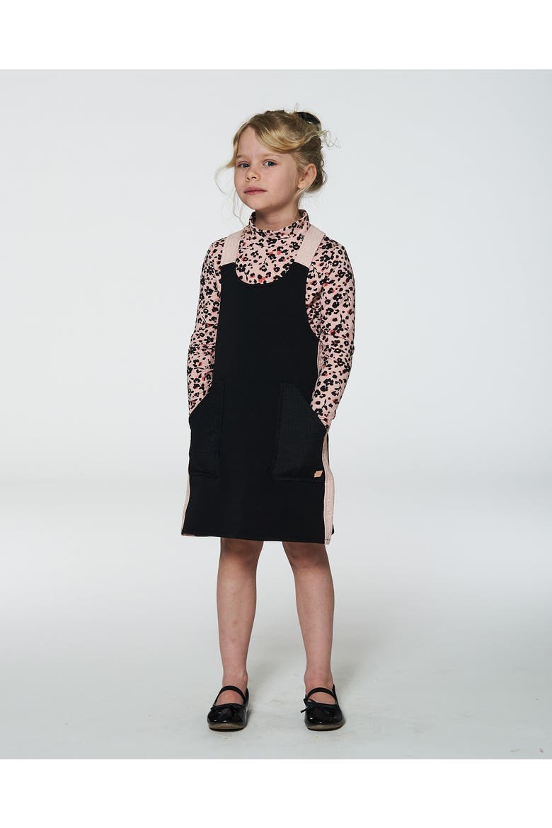 Little Girl's Jumper Dress With Contrast Band Black, Alternate, color, Anthracite