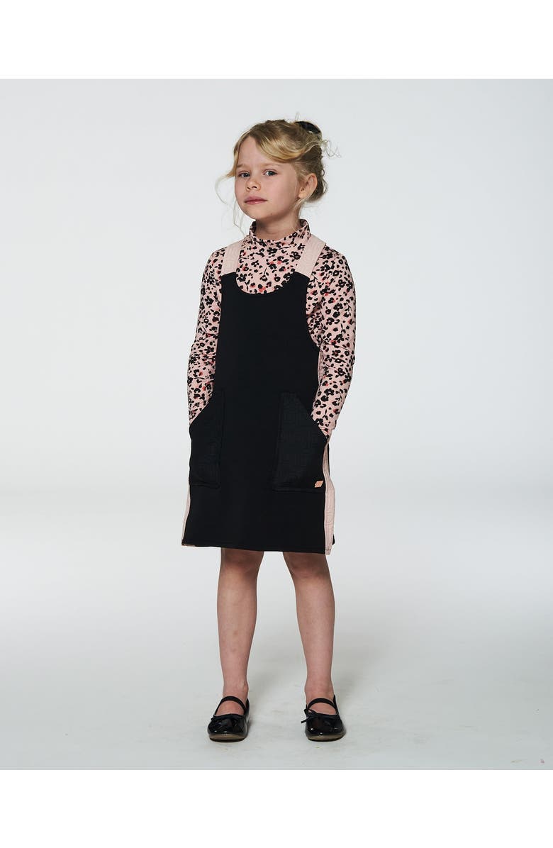 Deux par Deux Little Girl's Jumper Dress With Contrast Band Black, Alternate, color,
