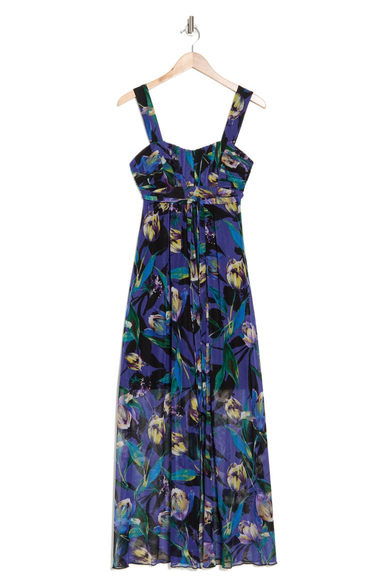 Walk Through Floral Midi Dress, Alternate, color, BLUEBERRY