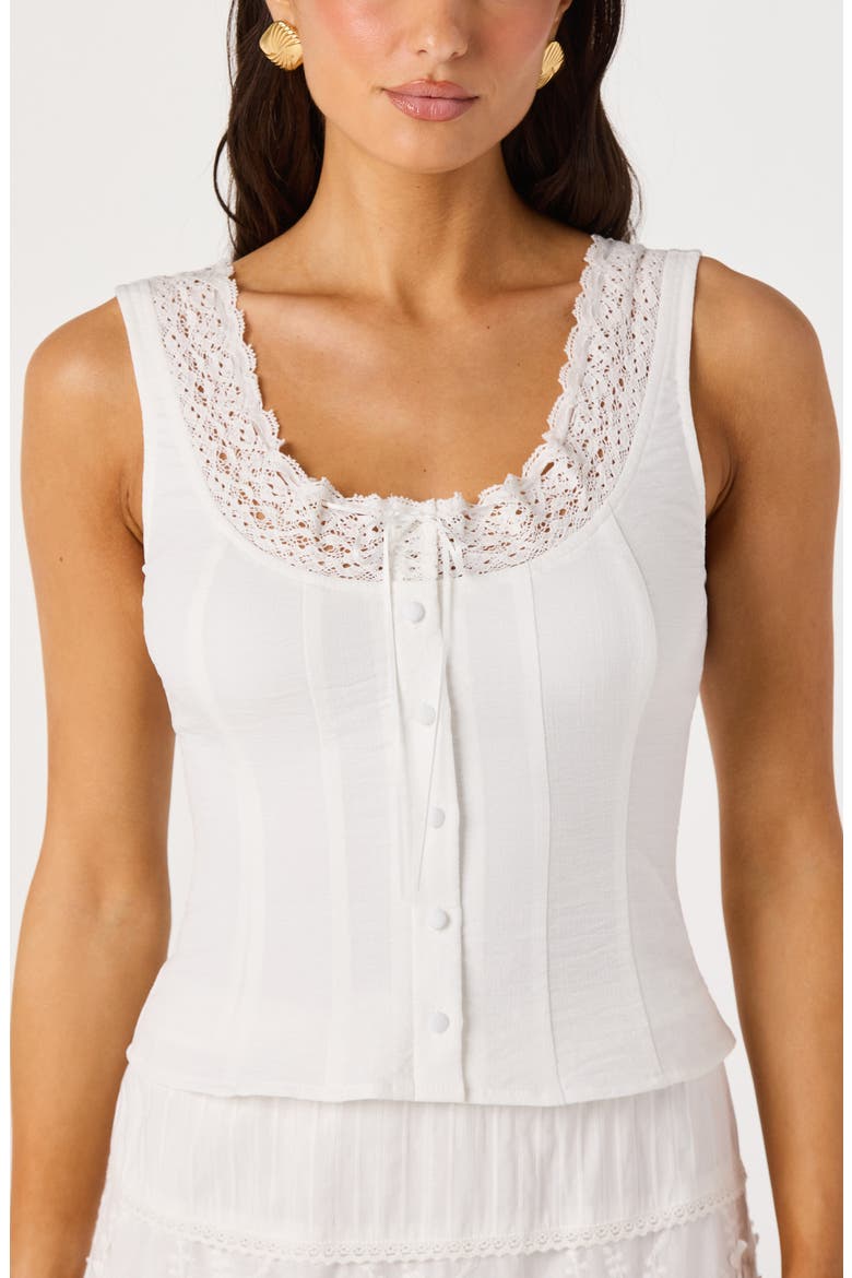 Victoria Lace Trim Sleeveless Top, Alternate, color, WHITE