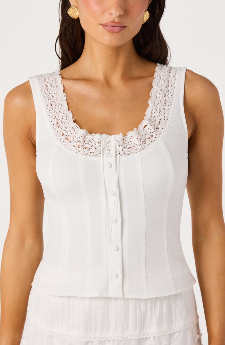 ASTR the Label Victoria Lace Trim Sleeveless Top, Alternate, color, White