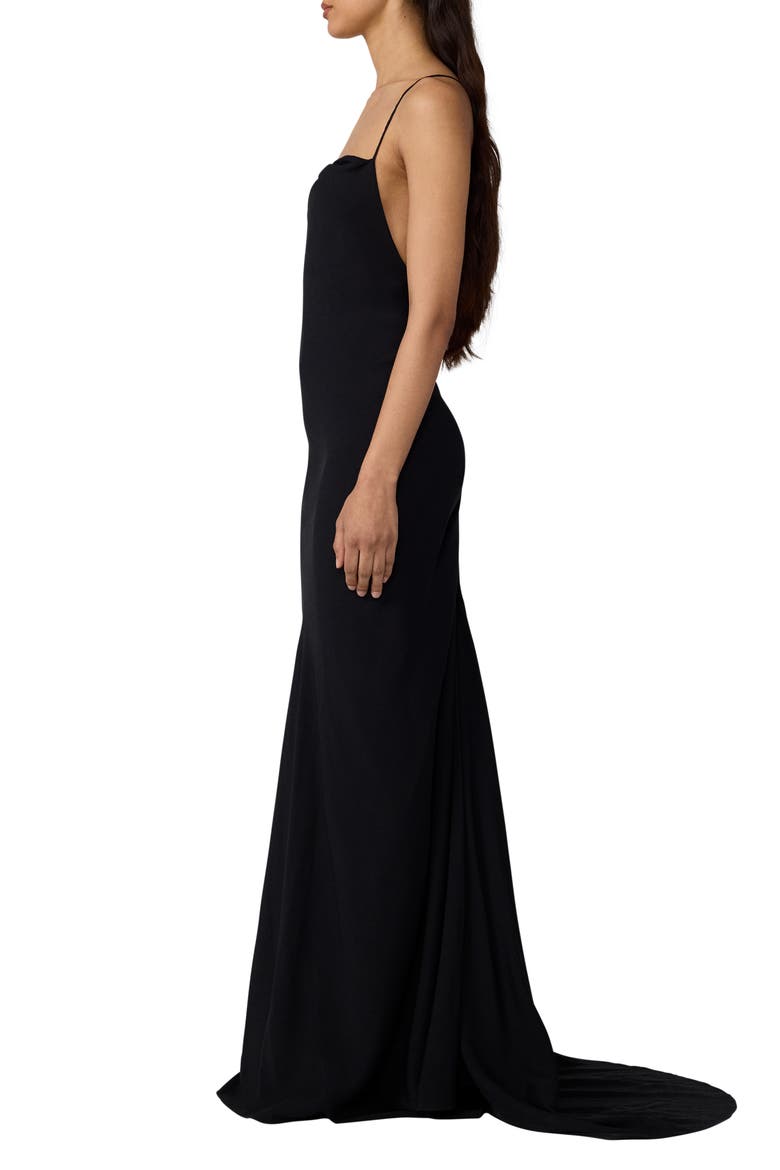 Stanton Lace Detail Crossback Gown, Alternate, color, BLACK