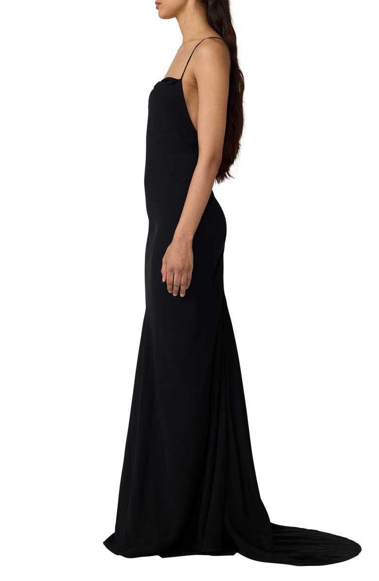 Diane von Furstenberg Stanton Lace Detail Crossback Gown, Alternate, color, Black