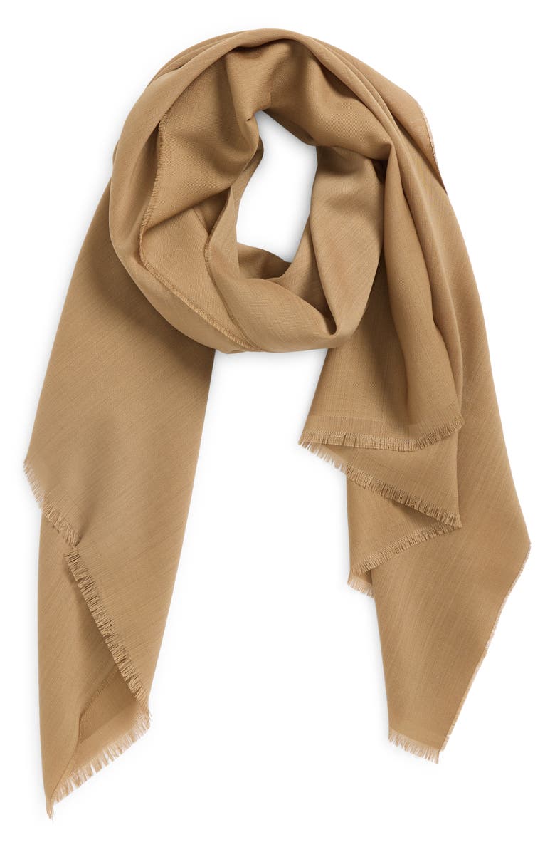 TOTEME Mercerized Wool Fringe Scarf, Alternate, color, Hazel