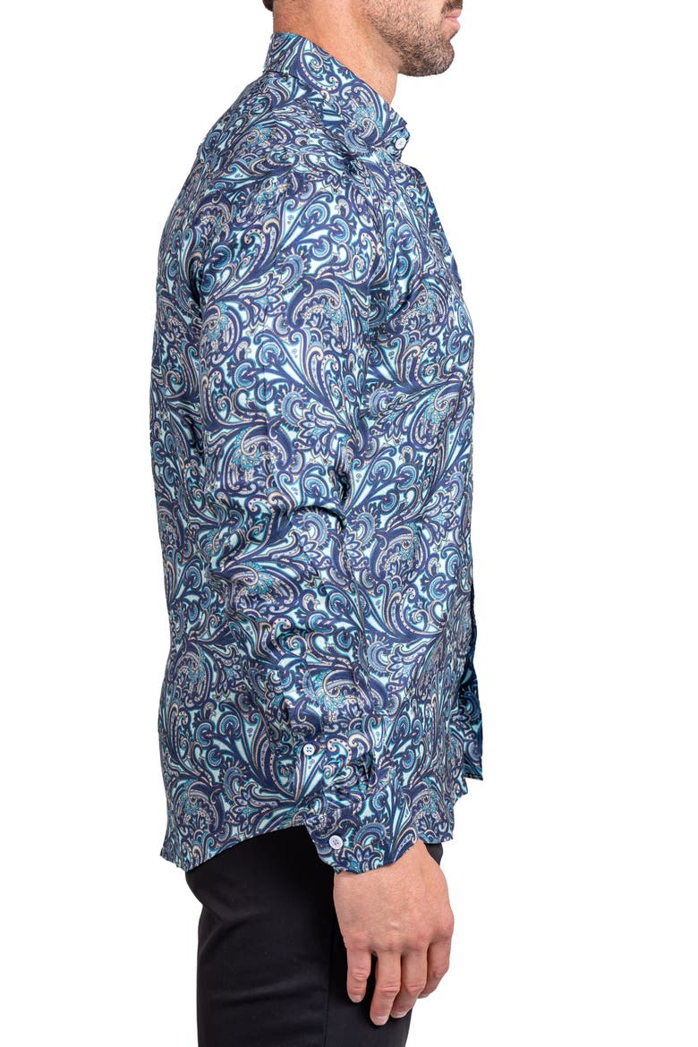 Fibonacci Ascension 0219 Paisley Contemporary Fit Button-Up Shirt, Alternate, color, BLUE