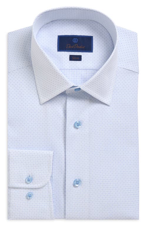 David Donahue Slim Fit Geometric Pattern Cotton Dobby Dress Shirt In White