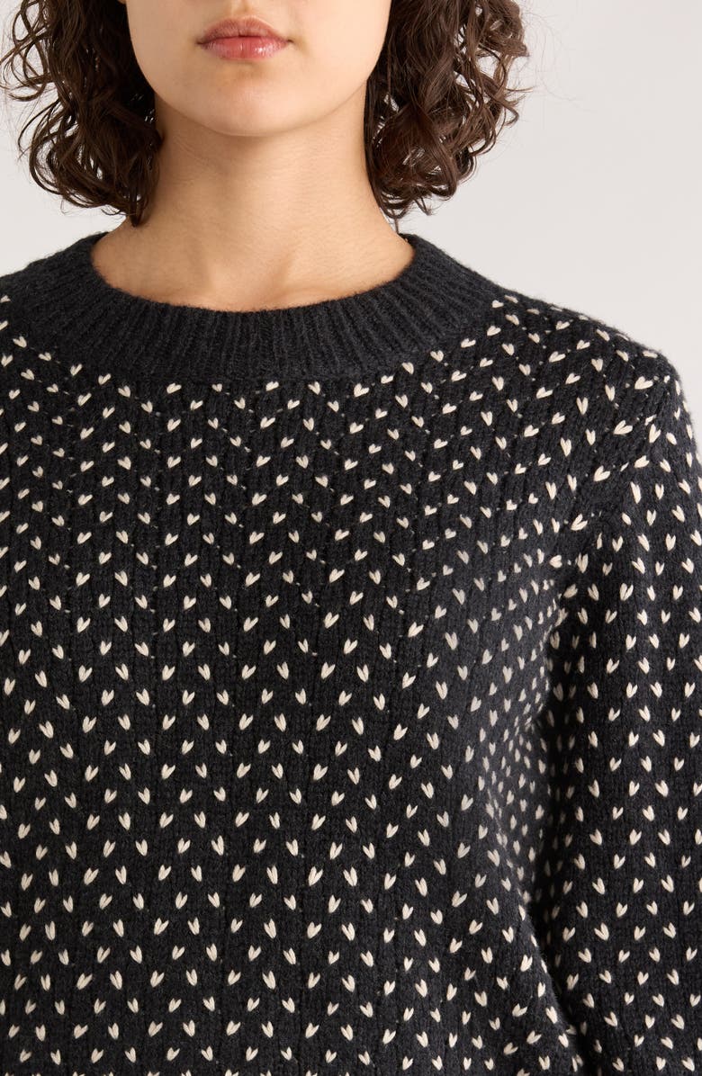 Marine Layer Alma Blouson Sleeve Sweater, Alternate, color, Black/ White