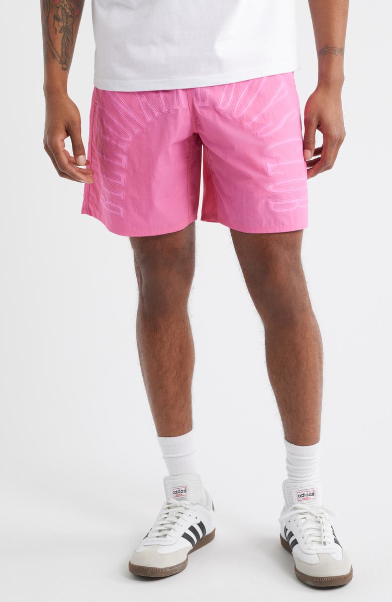 Billionaire Boys Club BB Sunrise Drawstring Nylon Shorts, Main, color, Carmine Rose