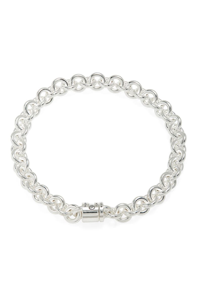 21G Polished Sterling Silver Entrelacs Chain Bracelet, Main, color, SILVER