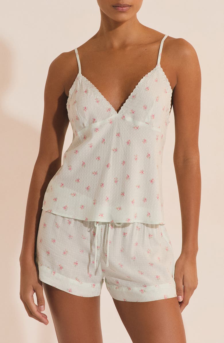 Etam Olivya Caraco Pajama Camisole, Main, color, Imp Fond Vert