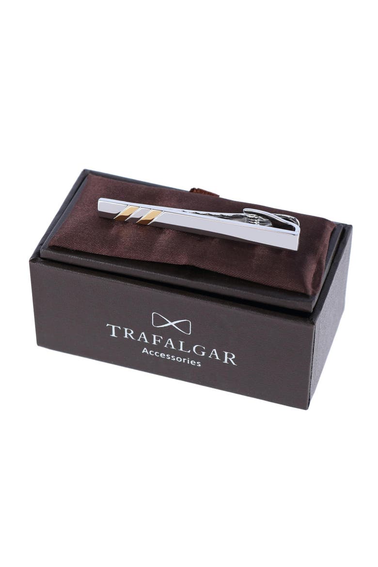 Rhodium and Gold Detailed Tie Bar, Alternate, color, Silver and Gold