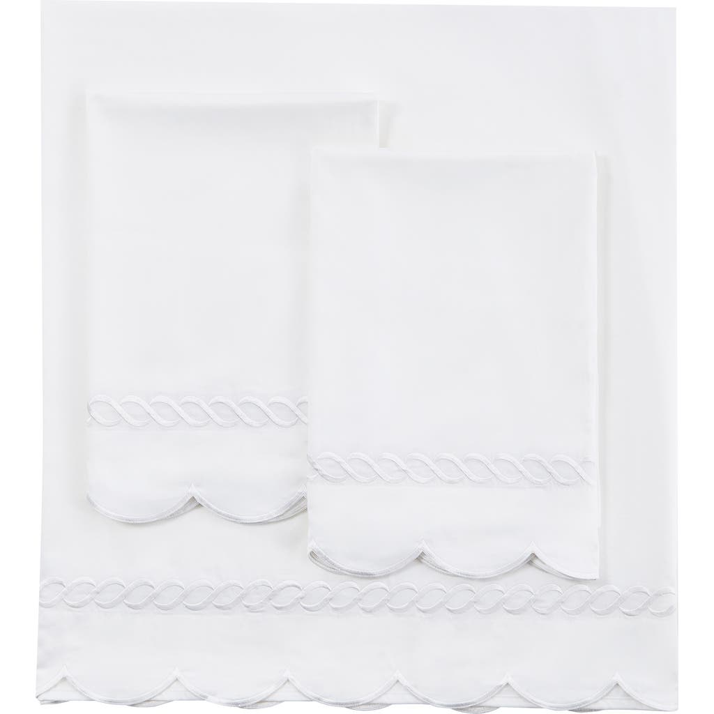 Melange Home Scallop Rope 600 Thread Count Sheet Set In White