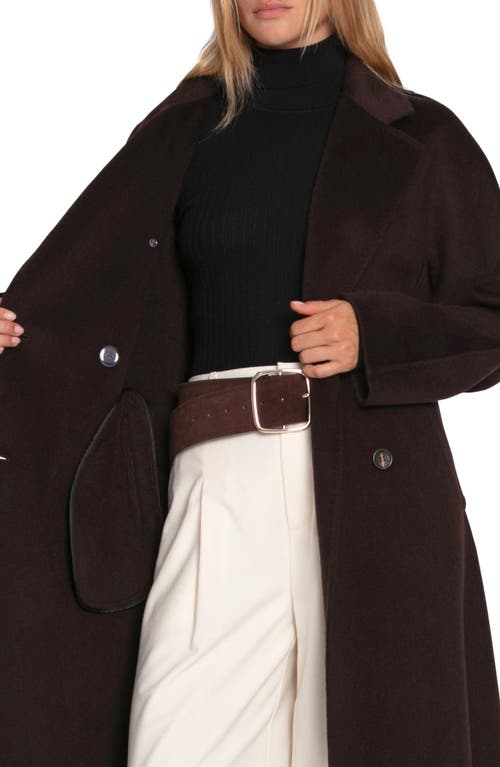 Belle & Bloom Real Love Double Breasted Maxi Coat In Burgundy