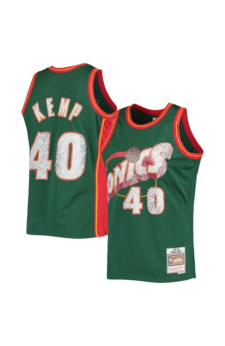 Mitchell & Ness Men's Mitchell & Ness Shawn Kemp Green Seattle SuperSonics 1995/96 Hardwood Classics NBA 75th Anniversary Diamond Swingman Jersey, Alternate, color, 