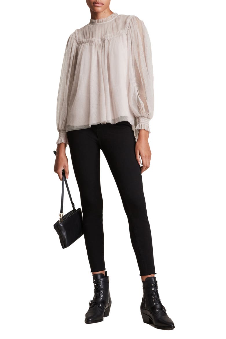 Perri Long Sleeve Top, Alternate, color, METALLIC NUDE PINK
