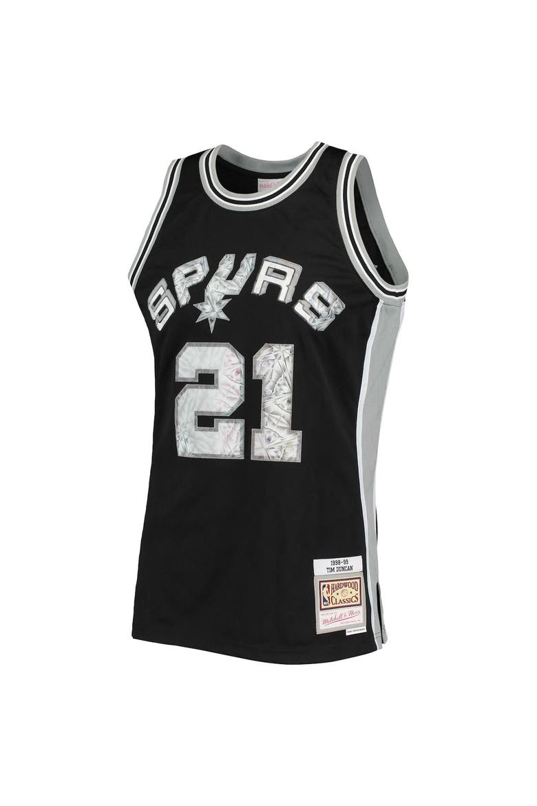 Men's Mitchell & Ness Tim Duncan Black San Antonio Spurs 1998/99 Hardwood Classics NBA 75th Anniversary Diamond Swingman Jersey, Alternate, color, Black